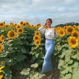 verge girl all eyes on you ribbed midi skirt